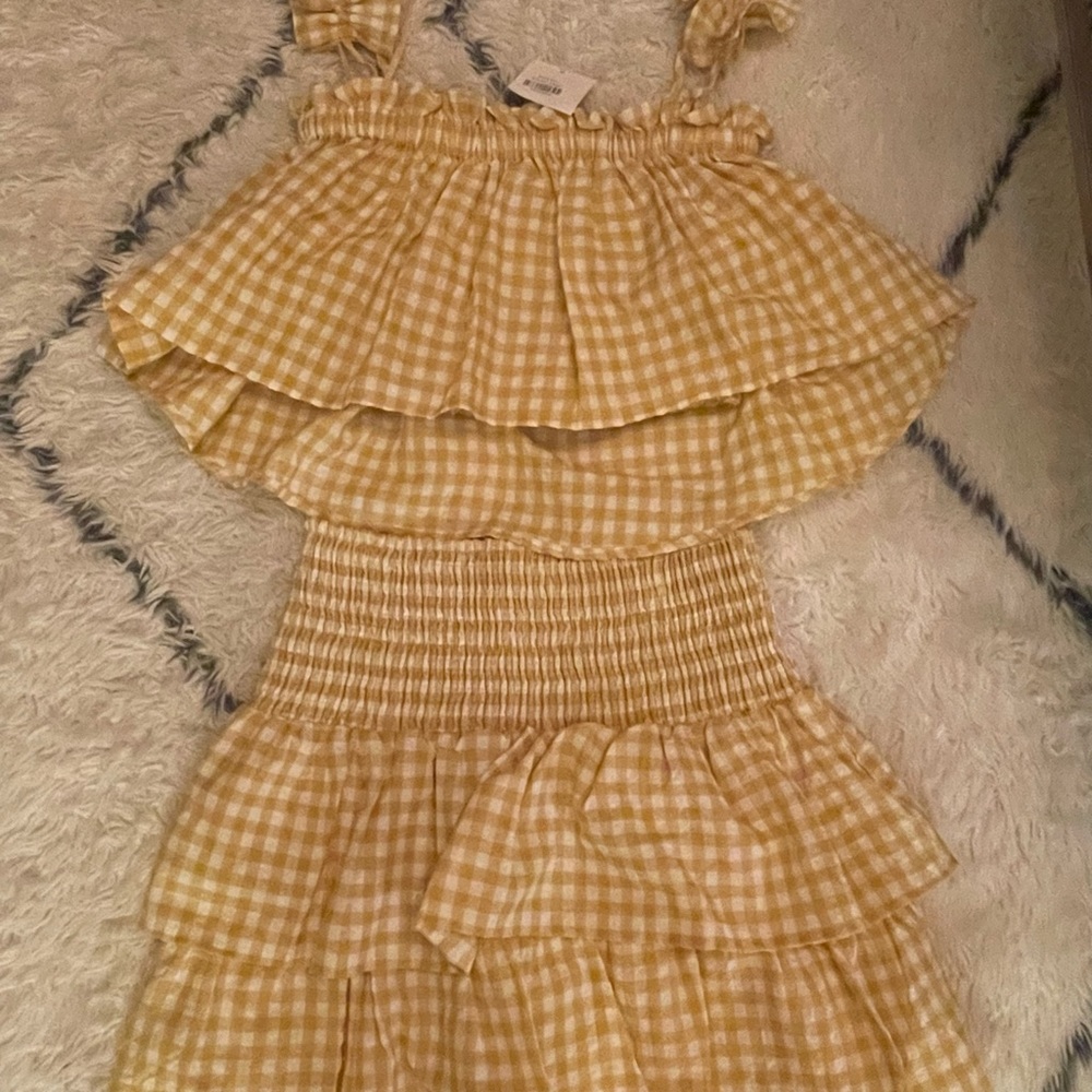 Gingham mini skirt with matching top